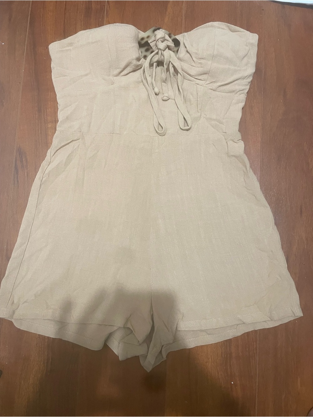 Koi Linen Blend Strapless Romper Beige/Tan Size S NWT